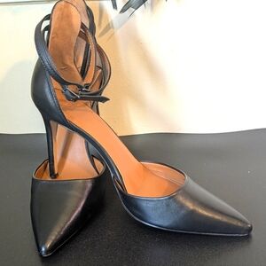 H By Halston Dbl Slingback Ankle Straps Black Women Stiletto Heel Pumps